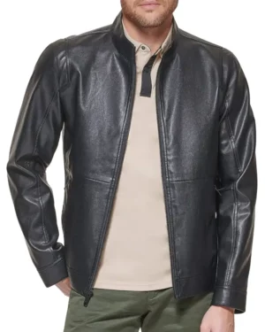 James Black Leather Jacket for Mens