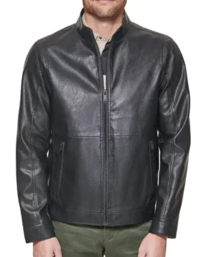 James Black Leather Jacket for Mens