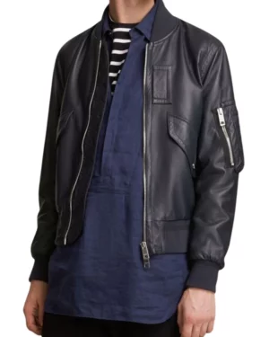 Stealth Aviator MA-1 Black Bomber Leather Jacket