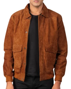 Striker A-2 Tan Suede Flight Bomber Leather Jacket
