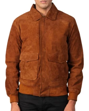 Striker A-2 Tan Suede Flight Bomber Leather Jacket