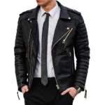 Daniel Black Quilted Leather Biker Jacket