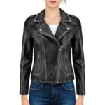 Cleo Black Leather Biker Jacket