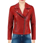 Cleo Red Leather Biker Jacket