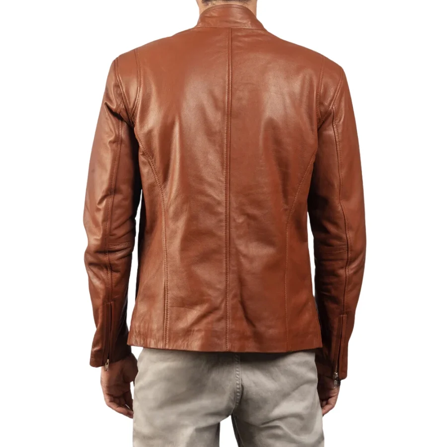 Daniel Brown Leather Biker Jacket for Mens