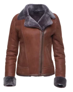 Lexi B-3 Brown Leather Bomber Jacket