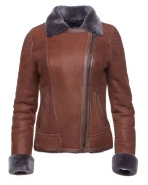 Lexi B-3 Brown Leather Bomber Jacket