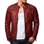 Orion Distressed Burgundy Leather Biker Jacket