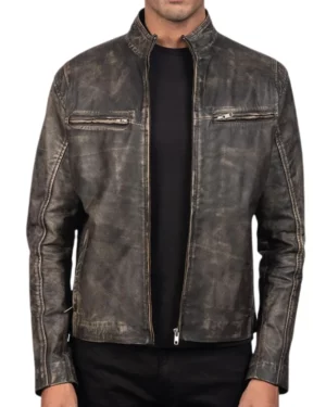 Voyager’s Distressed Brown Leather Jacket for Mens
