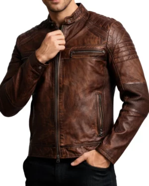 Wanderer Vintage Distressed Brown Leather Jacket