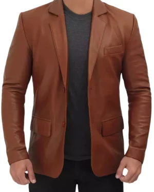 Calvin Brown Leather Blazer