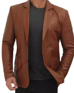 Calvin Brown Leather Blazer