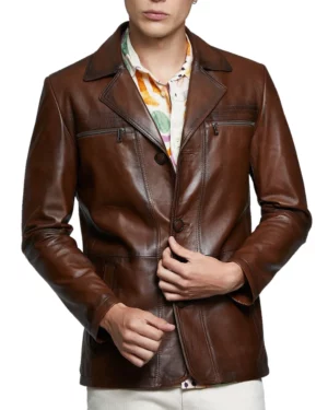 Darian Vintage Brown Leather Blazer