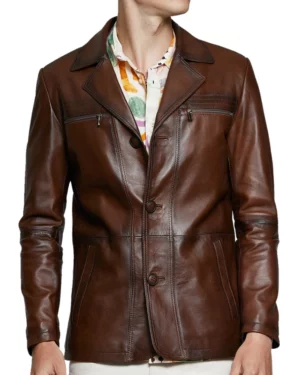 Darian Vintage Brown Leather Blazer