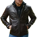 Derrick Brown Hooded Leather Bomber Jacket