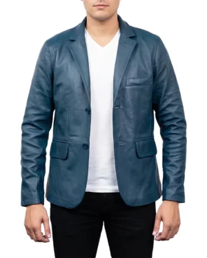 Harlan Blue Leather Blazer