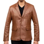 Harlan Tan Leather Blazer