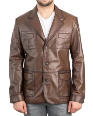 Wilder Vintage Brown Leather Blazer