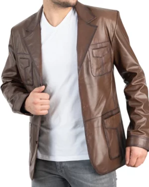 Wilder Vintage Brown Leather Blazer