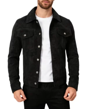 Brian Black Suede Trucker Jacket