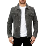 Brian Grey Suede Trucker Jacket