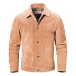 Remy Beige Suede Trucker Jacket