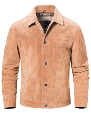 Remy Beige Suede Trucker Jacket