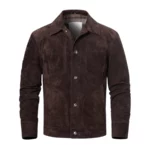 Remy Choco Brown Suede Trucker Jacket