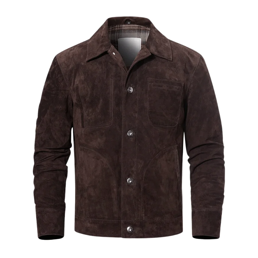 Remy Choco Brown Suede Trucker Jacket