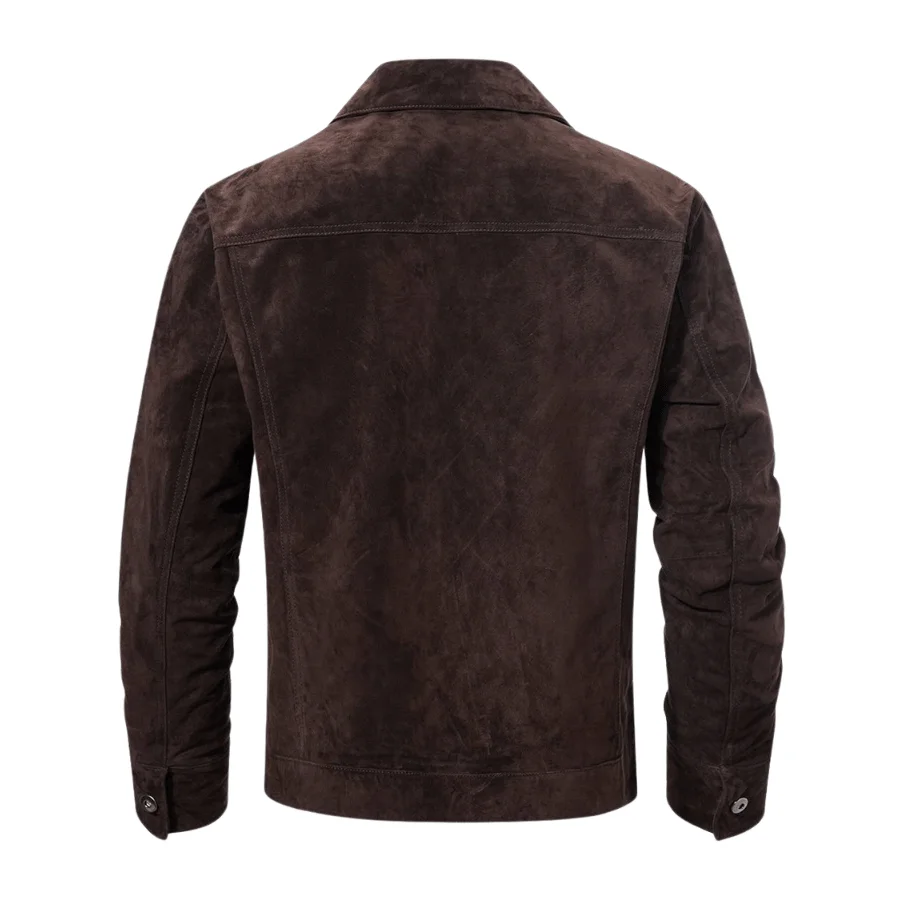 Remy Choco Brown Suede Trucker Jacket