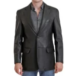 Zephyr Black Leather Blazer