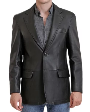 Zephyr Black Leather Blazer
