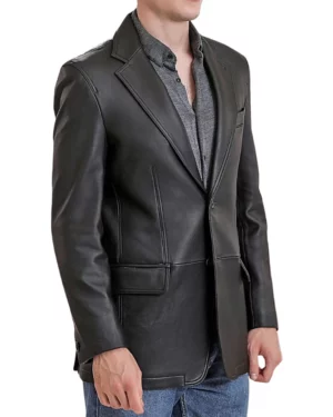 Zephyr Black Leather Blazer