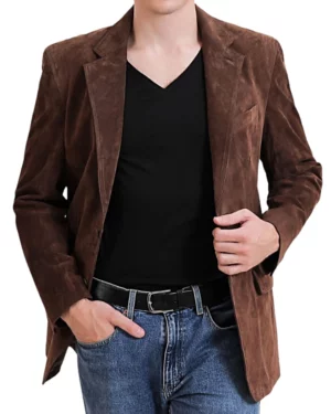 Zephyr Choco Brown Suede Blazer