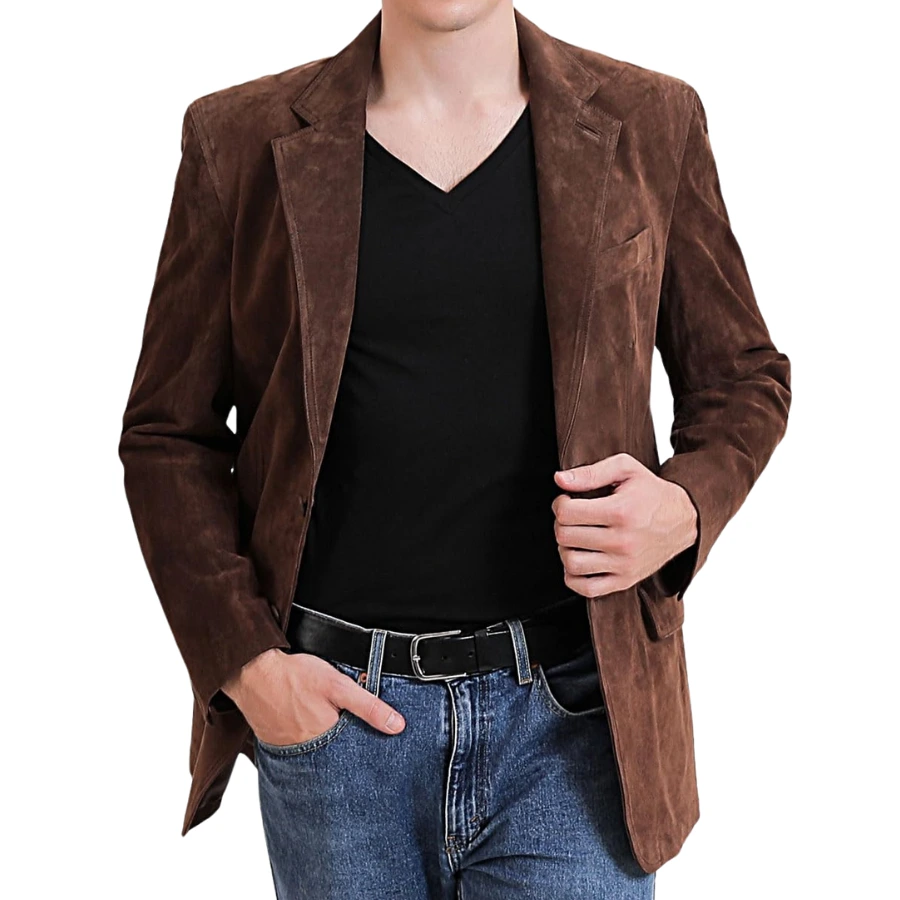 Zephyr Choco Brown Suede Blazer