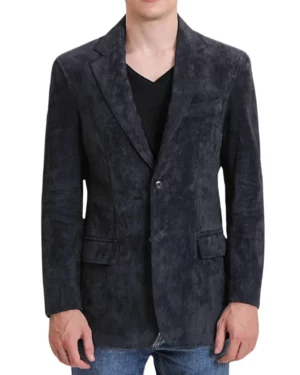Zephyr Navy Blue Suede Blazer