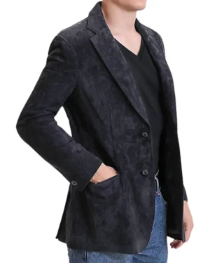 Zephyr Navy Blue Suede Blazer