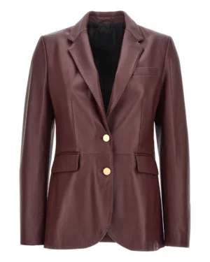 Sasha Burgundy Leather Blazer