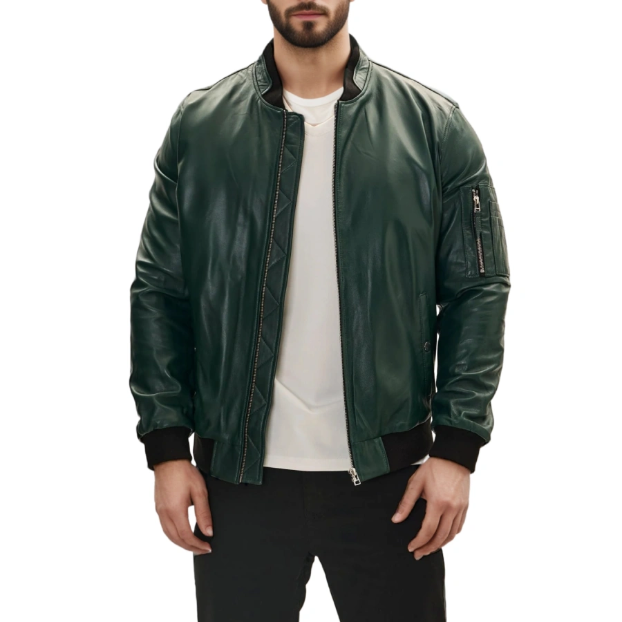 ジャケット・アウター special old leather ma-1 green MA-1 Flight Bomber Jacket Special Force Vintage Green Size M