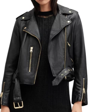 Carolyn Black Leather Biker Jacket