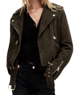 Carolyn Brown Suede Biker Jacket