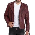 Daniel Oxblood Leather Biker Quilted Jacket