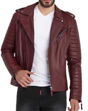 Daniel Oxblood Leather Biker Quilted Jacket