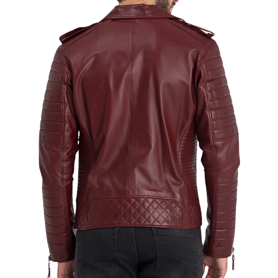 Daniel Oxblood Leather Biker Quilted Jacket - Image 5