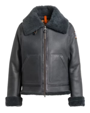 Erica B-3 Blue Leather Bomber Jacket