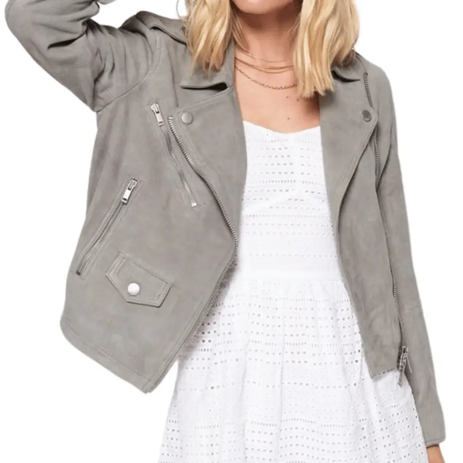 Janie Grey Suede Biker Jacket