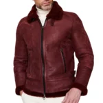 Luke Burgundy Leather Shearling Jacket