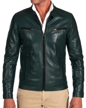 Mason Green Leather Biker Jacket