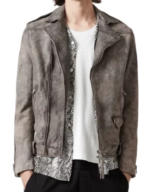Owen Distressed Vintage Grey Biker Jacket