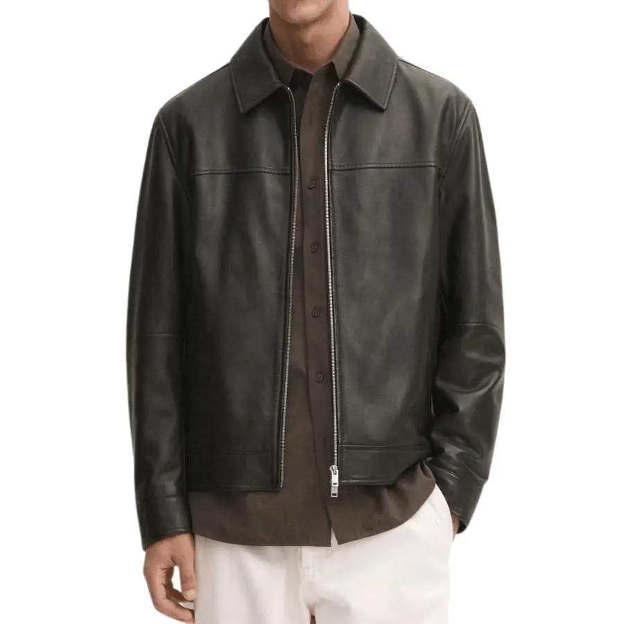 Scott Black Leather Biker Jacket - Image 3